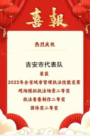 喜报！吉安市城市管理局在2025年度全省城管执法技能竞赛中喜获佳绩